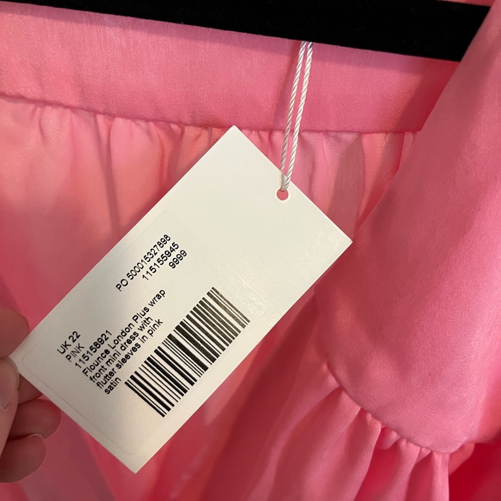 Pink Wrap Dress with Ruffle Hem - Picture 3 of 7